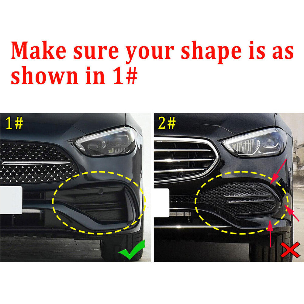 Chrome ABS Front Bumper Grille Fog Light Trim for Mercedes-Benz C Class W206 22+