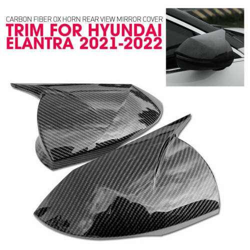 2Pcs Carbon Fiber Side Rear View Mirror Cover Cap fit 21 for Hyundai for Elantra 2.0L AT