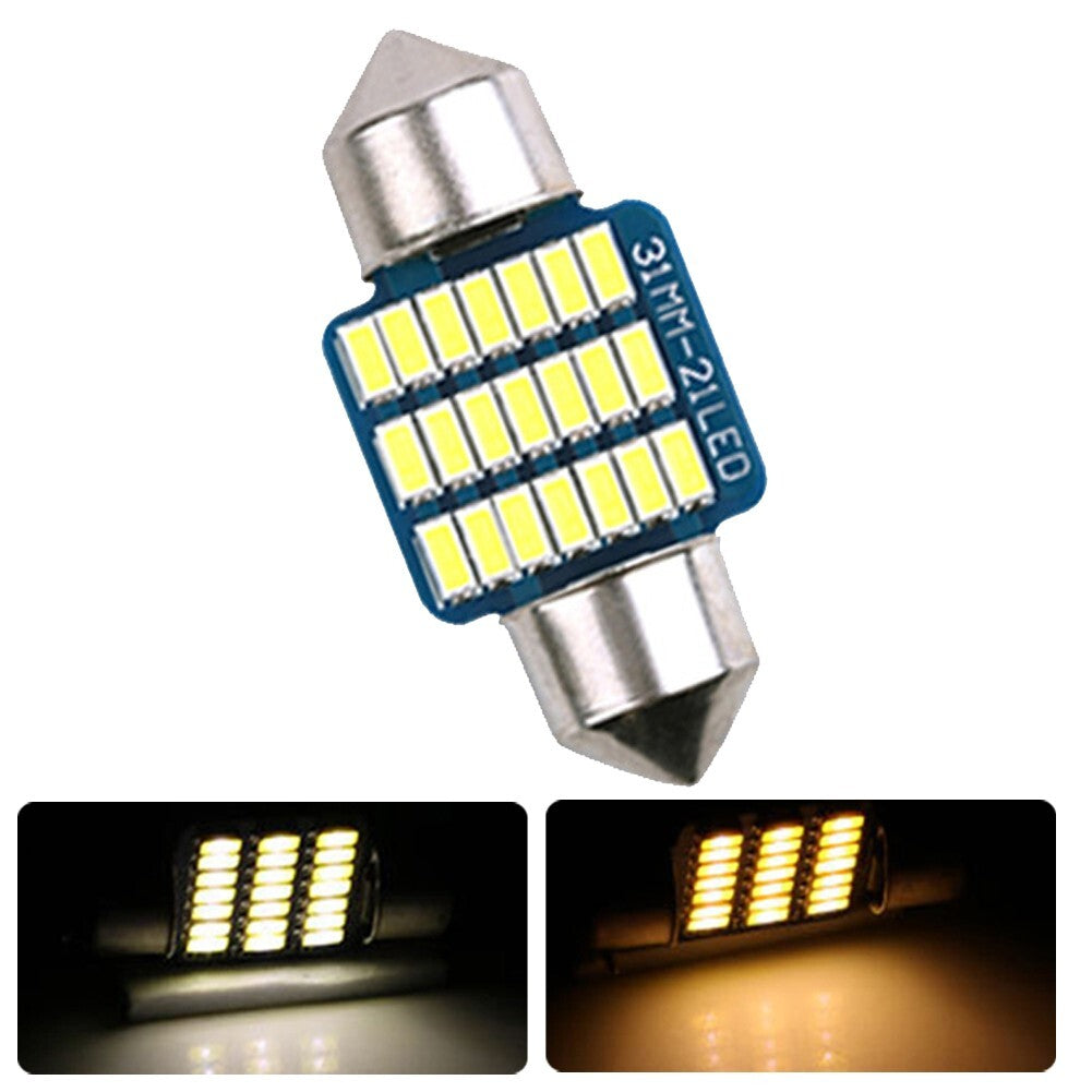 0.11A/31mm Automotive LED Dome Light Reading Light Double Tip 21SMD License Plate Light