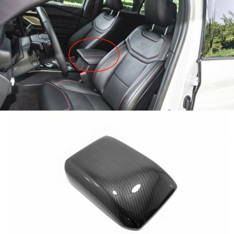 Carbon Fiber Central Armrest Storage Box Cover Trim for Ford Explorer 2020-2022