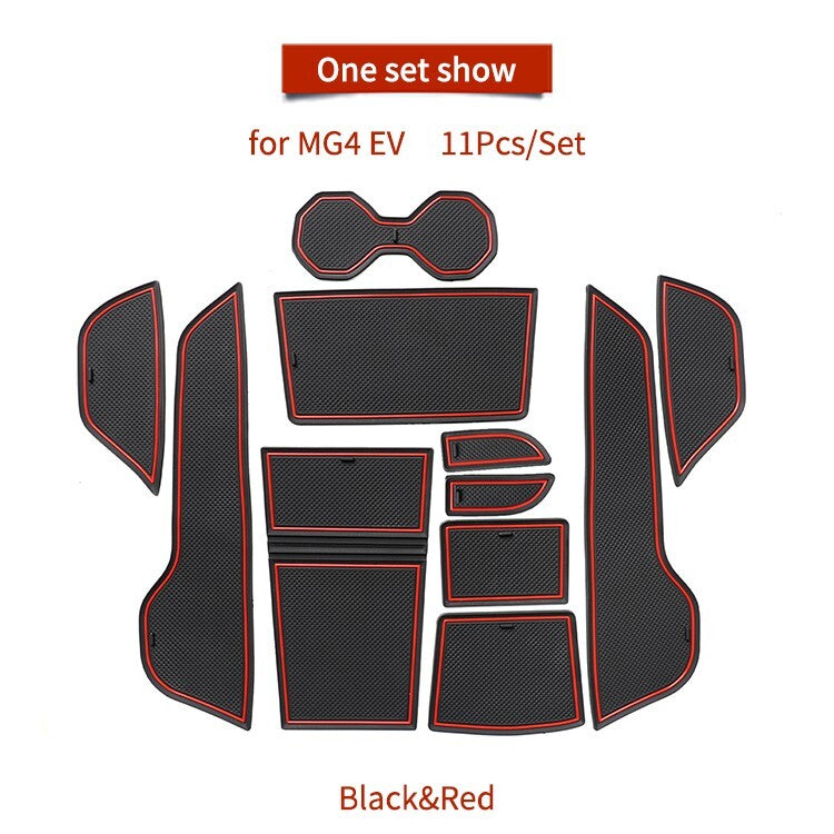 for MG 4 MG4 EV Anti-Slip Gate Slot Mat Door Groove Pad Rubber Coaster red