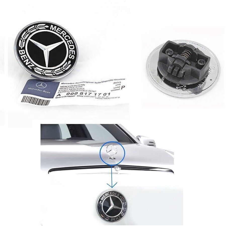 Black hooded badge logo for Mercedes W204 W205 W211 W210 W221 W222