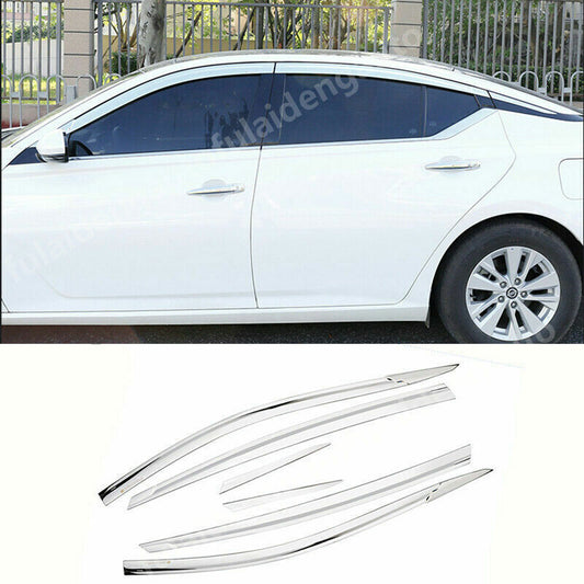 6PS for Nissan Altima 2019-2024 Chrome Window Visor Vent Shades Sun Rain Guard