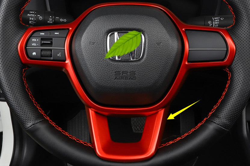 for Honda for Civic 11th 2022-2023 Matte RED ABS Car Steering Wheel Decor Trim Cover