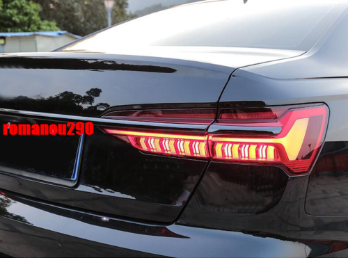 3for Audi for A6 C8 2019-2020 Black Stainless Rear Door Tail Light Trim Strip Cover