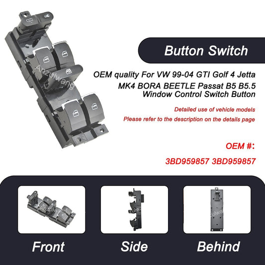Window Control Switch Button for VW 99-04 GTI for Golf 4 for Jetta MK4 for BORA BEETLE Pass
