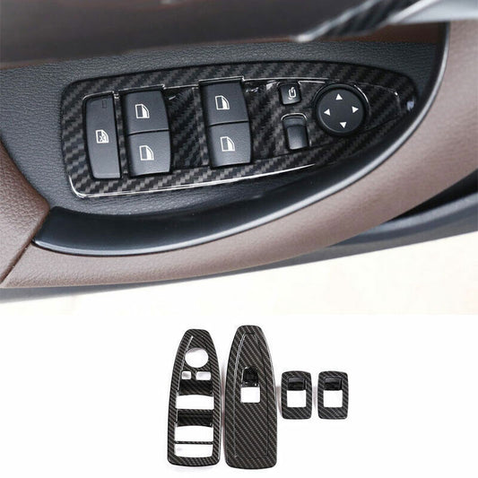 for BMW X1 F48 2016-22 ABS Carbon Fiber Window Lock Lift Panel Cover Trim Frame