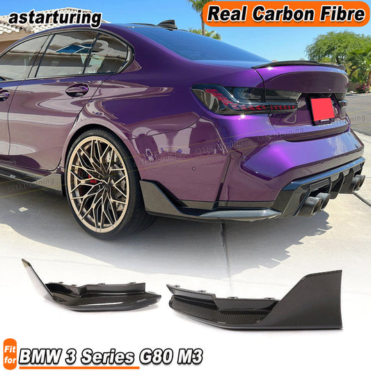 for BMW 3 Series G80 M3 REAL Carbon Fiber Rear Bumer Splitter Diffuser Side Flap
