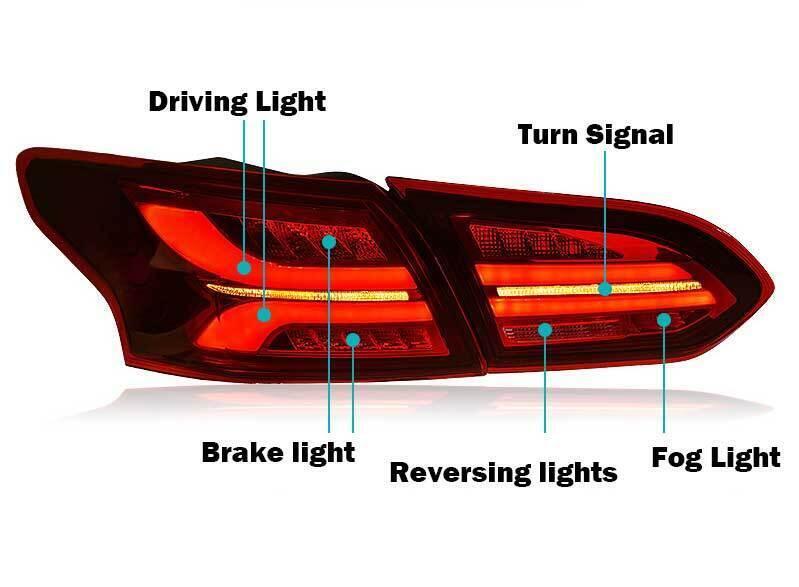 LED Taillight Tail Light Assembly Sedan Refit Red Pair for Ford Focus 2015-2018