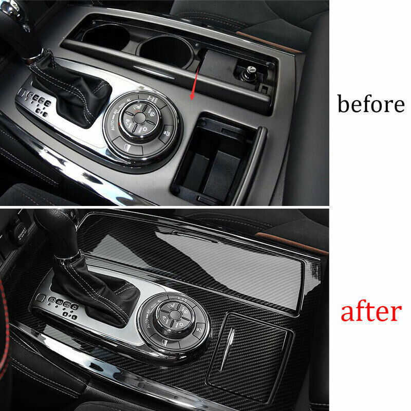 Console Gear Shift Frame Cover Trim for Nissan Armada Y62 2017-2020 Carbon Fiber