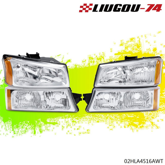 Chrome-encased headlights and bumper suitable for 03-07 for Chevrolet Silverado/Avalanche
