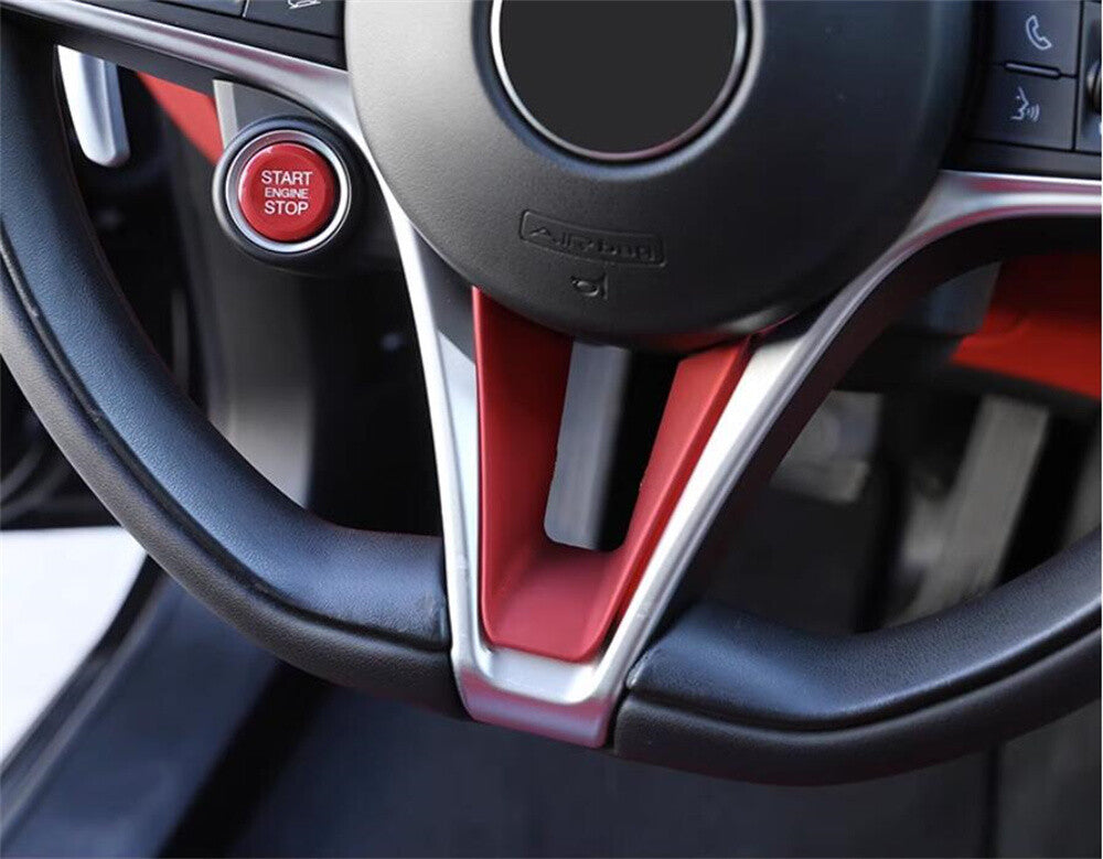 Red ABS Steering Wheel U-Shaped Panel Trim for Alfa Romeo Giulia for Stelvio 2017-19