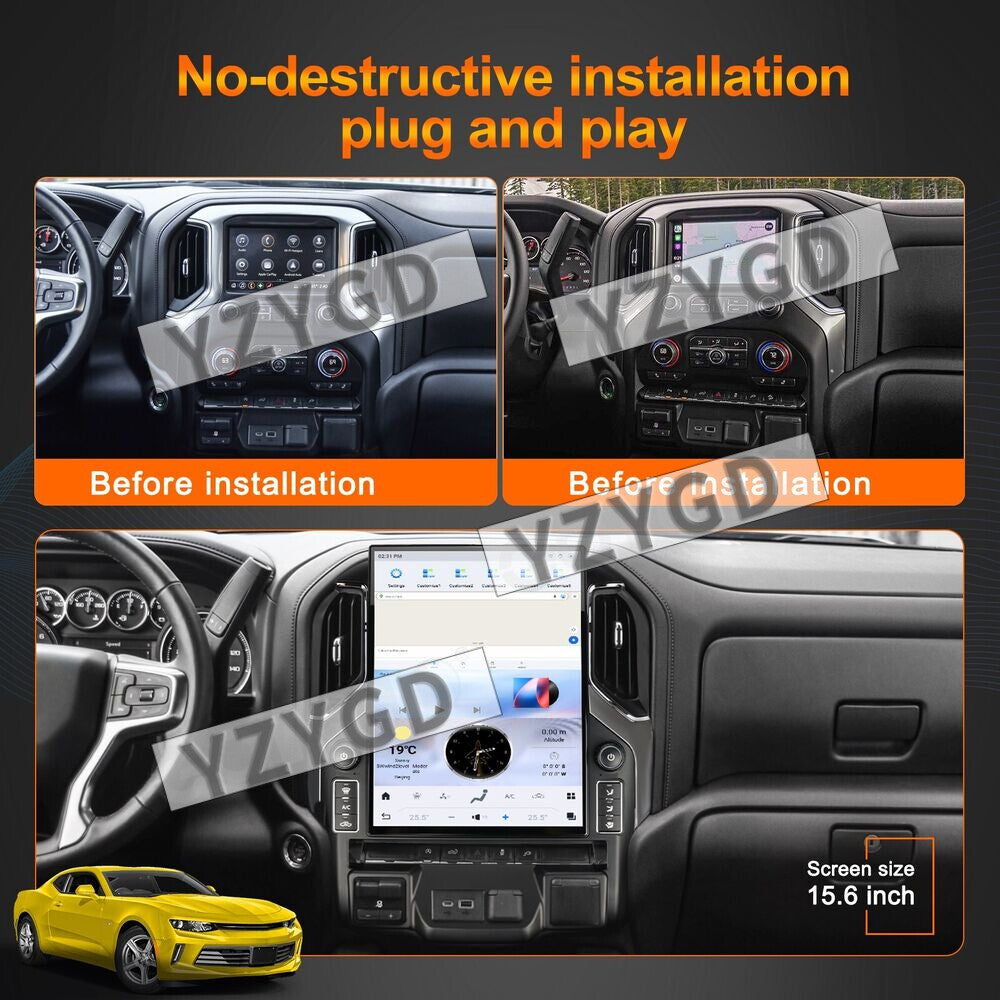 for Chevrolet Silverado for GMC for Sierra 2019-2023 Android Car Radio Carplay Screen