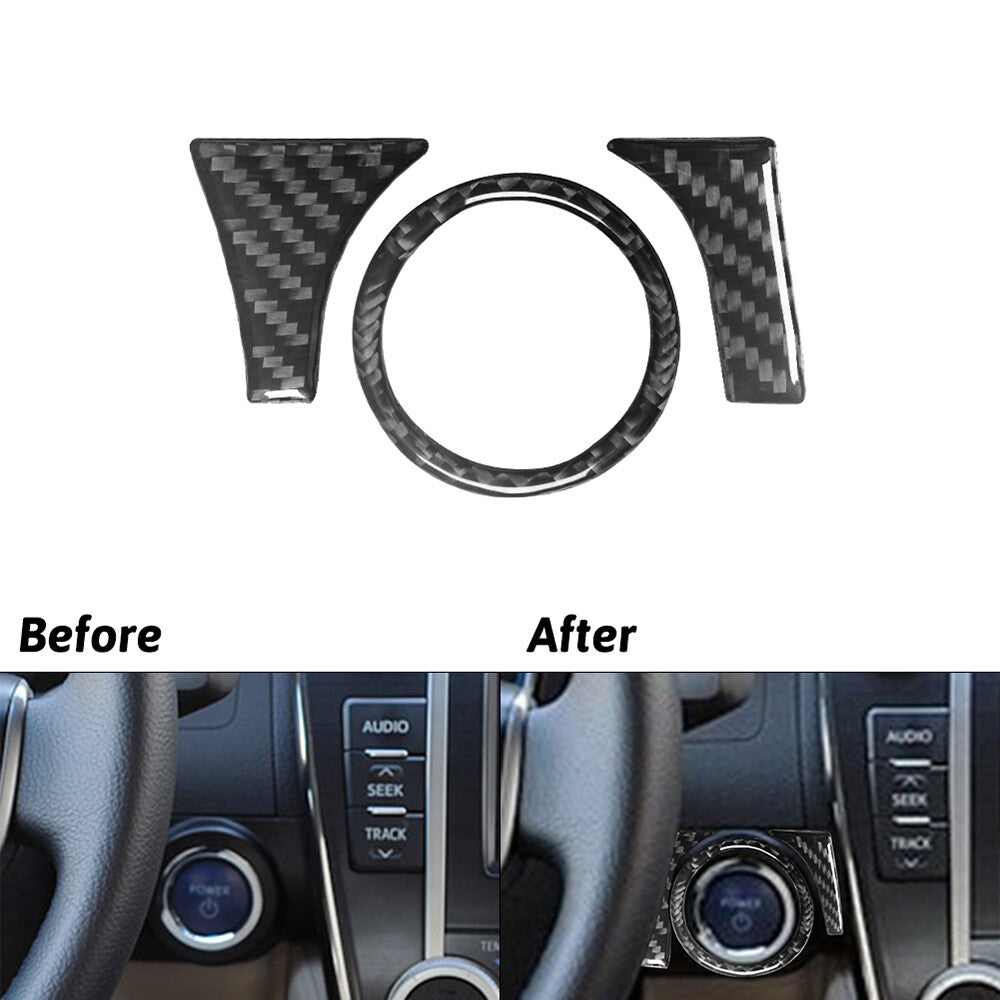 3X Carbon Fiber Engine Start Swich Button Trim Cover for Toyota for Camry 2012-2014
