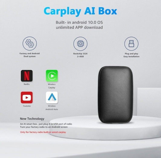 2+8G Wireless CarPlay AI Box Android Quad-Core Car Adapter for Car Multimedia Video