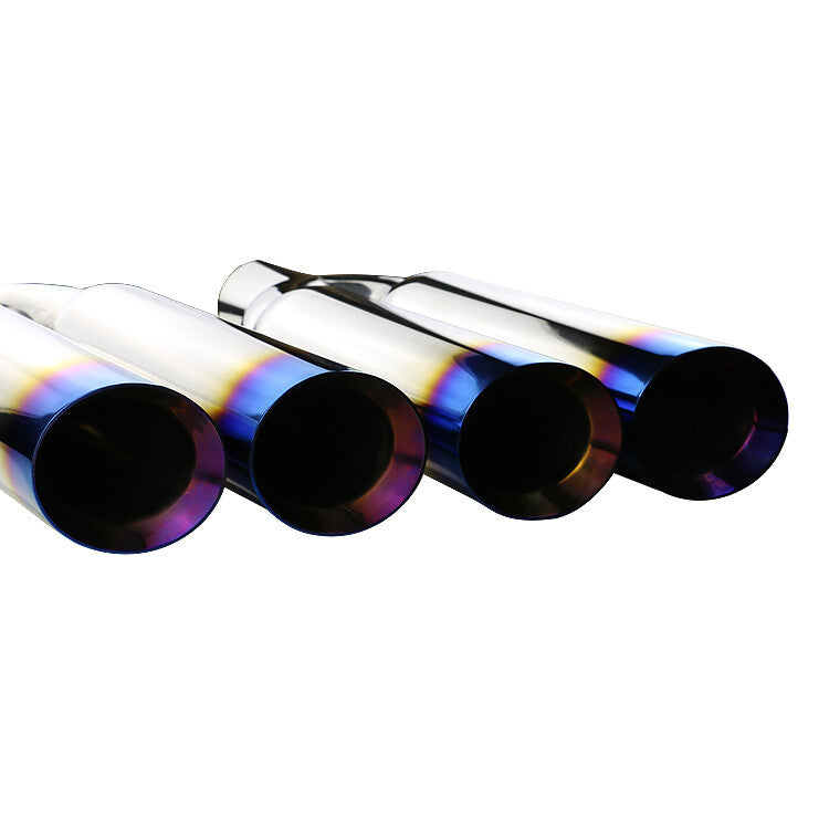 2PCS 3'' ID 4'' OD Universal Dual Exhaust Slant Tips Stainless Steel 453mm Blue