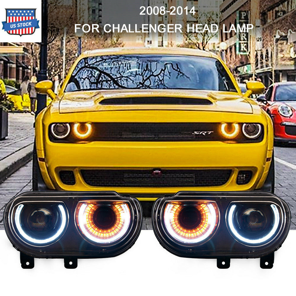 US 2X LED Headlights for Dodge for Challenger 2008-2014 LED Front Lamp Assembly