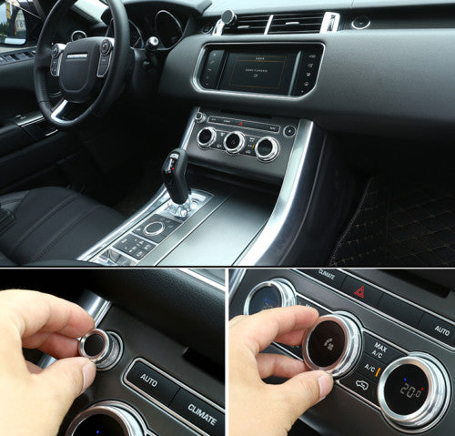 Car Silver AC Volume knob Ring Cover Trim for Land Rover Range Sport 2014-2017