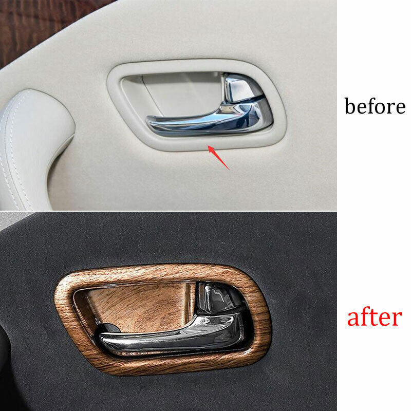Inner Door Handle Bowl Cover Trim Fit for Nissan Armada Y62 2017-2020 Wood Grain