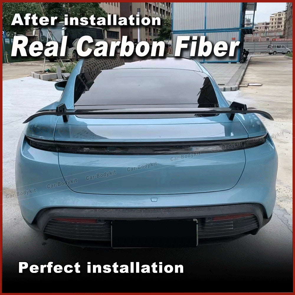 Fit for Porsche Taycan Base 4S 2019-25 REAL CARBON Rear Trunk Spoiler Boot Wing