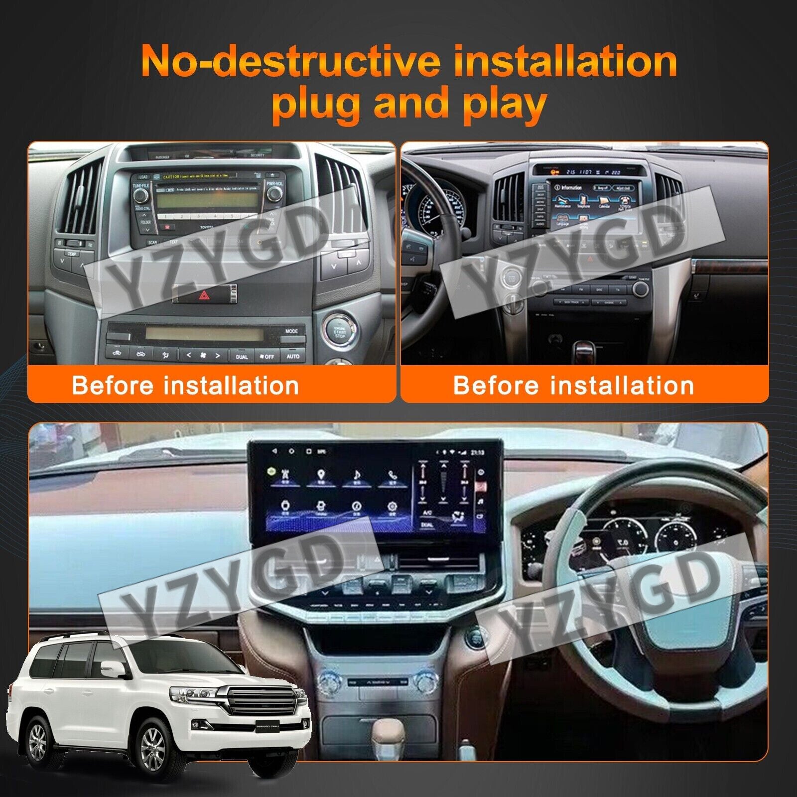 Android 16.3 for Toyota for Land Cruiser LC200 2008-2015 Car Radio Carplay Screen