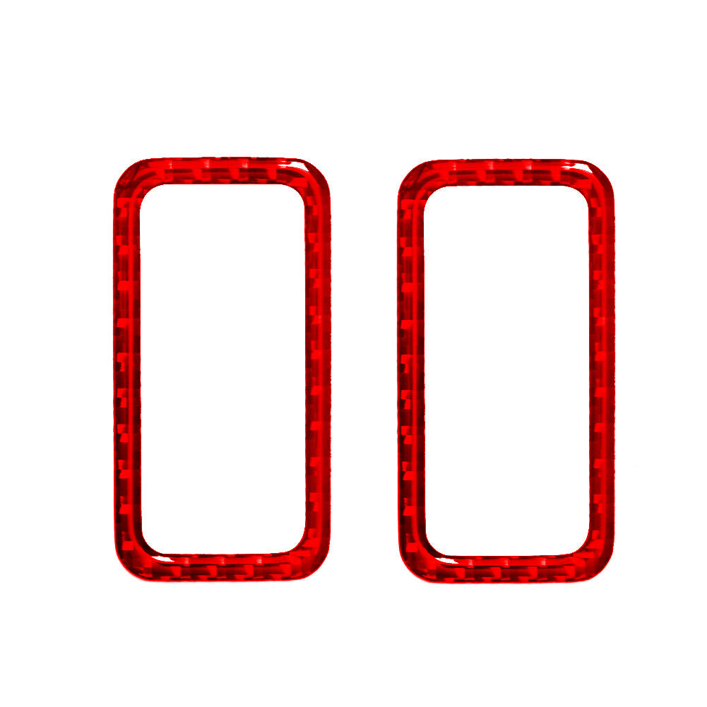 2X Carbon Fiber Vent Outlet Console Trim for BMW X5 2000-2006 Red