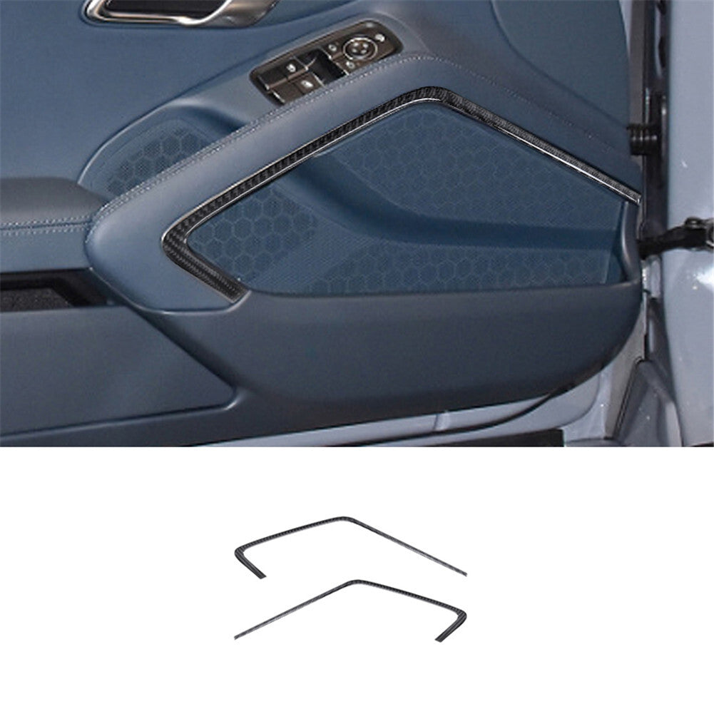 2PCS carbon fiber door interior strips trim for Porsche 718 2016-2022