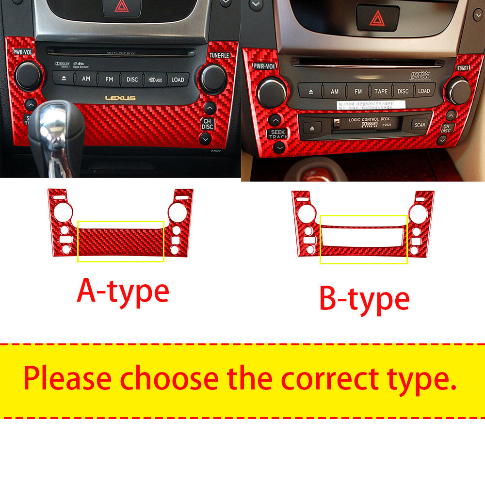 For Luxus GS 2006-2011 Red Carbon Fiber Inner CD Panel Switch Button Panel Cover