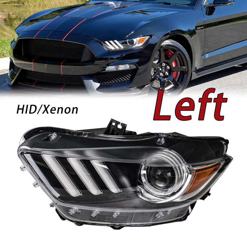 Left Headlight For 2015-2017 for Ford for Mustang LED Tube HID/Xenon Projector