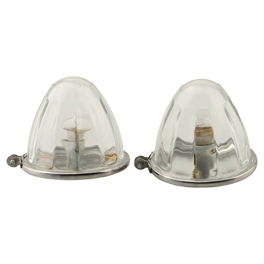 2x Amber Watermelon Light Glass Kit Clear Lens W/ 1156 LED Bulb Incandescent