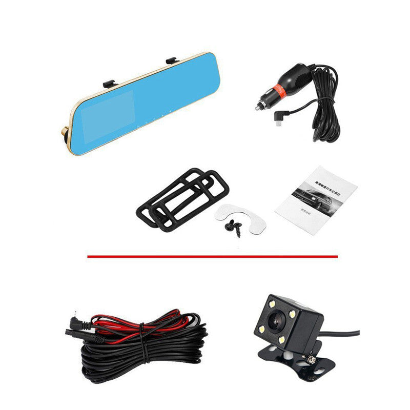 Car 1080P Dash Cam Rear View Mirror Dual Lens Backup Camera Dvr Video Recorder