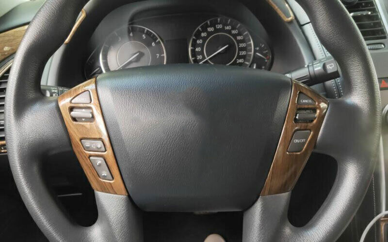 2PCS Steering Wheel Button Trim Wood Grain for Nissan Armada Patrol Y62 17-2020