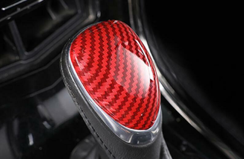 for Cadillac XTS 2013-2019 Red Carbon Fiber Console Gear Shift Knob Cover Trim