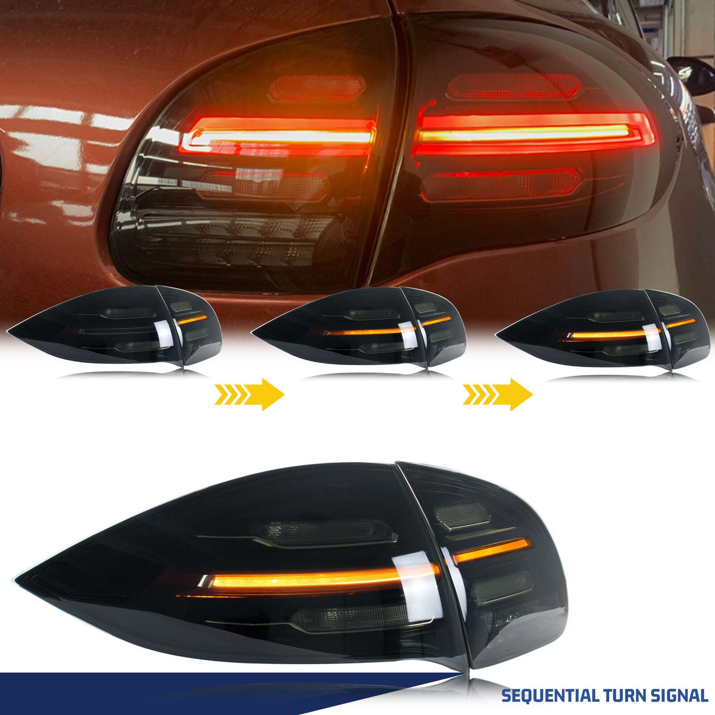 LED black taillights for Porsche for Cayenne 2011 - 2014 958 sequential taillights