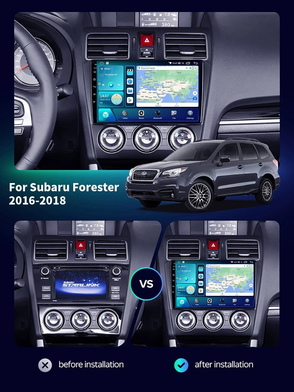 Car Radio for Subaru for Forester 2016-2018 CarPlay GPS Navi Stereo Android Screen