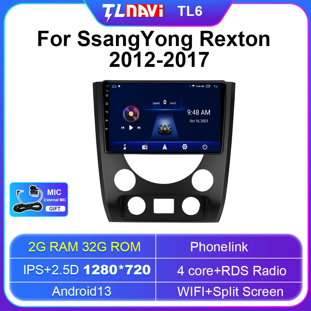 Android Car Radio for SsangYong for Rexton III 2012-2017 GPS Auto Multimedia Screen