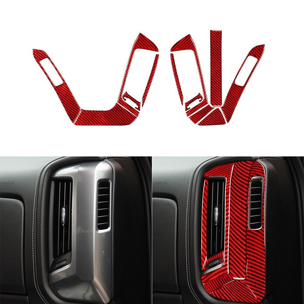 Red Carbon Fiber Driver Side Air Vent Trim For Silverado for GMC for SIERRA 2014-2018