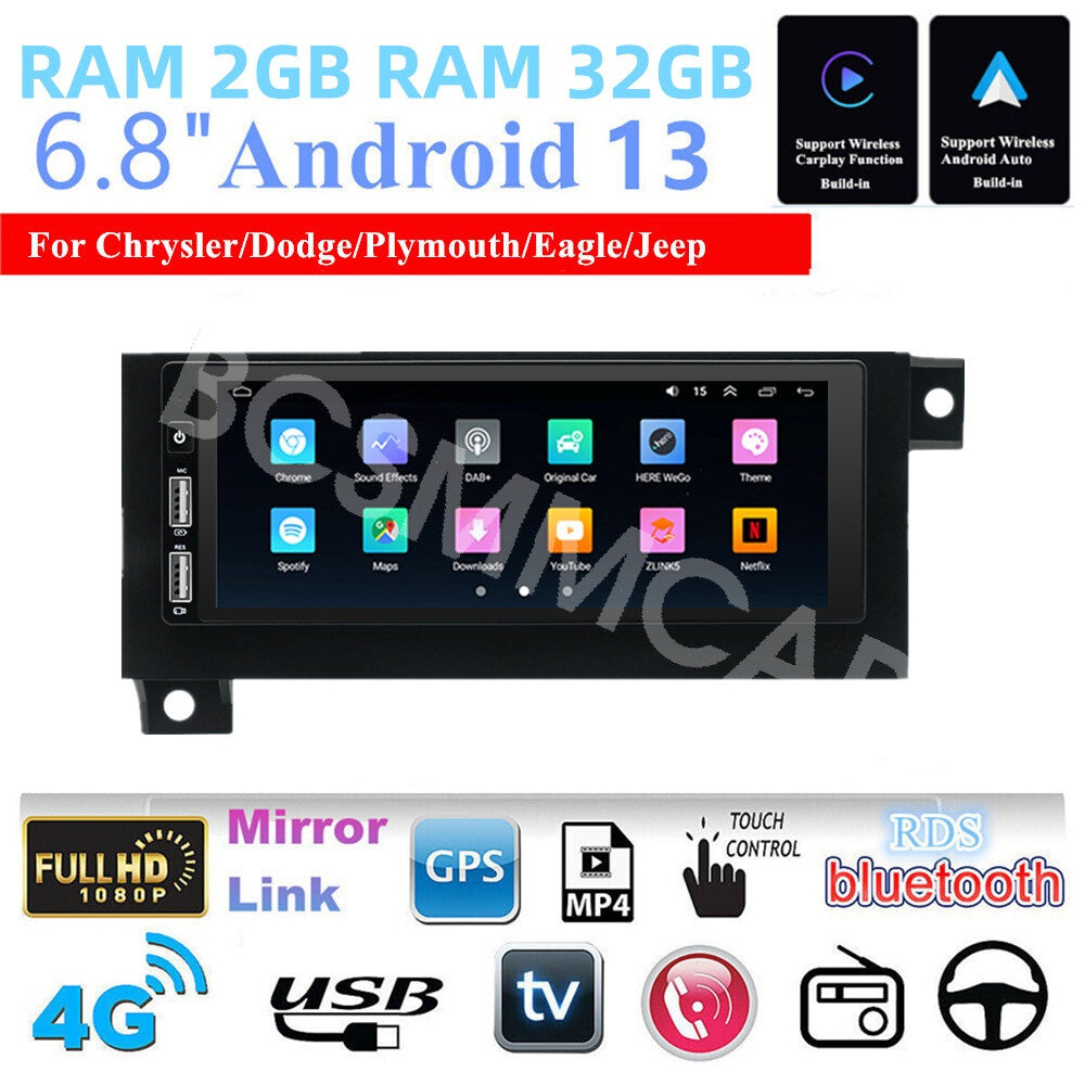 Single Din Radio Touch Screen USB Audio GPS Navi Fit for Jeep Cherokee 1997-2001