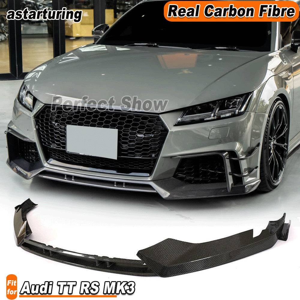 Fit for Audi TT TTRS 2016-18 REAL Carbon Front Bumper Chin Lip Spoiler Splitter