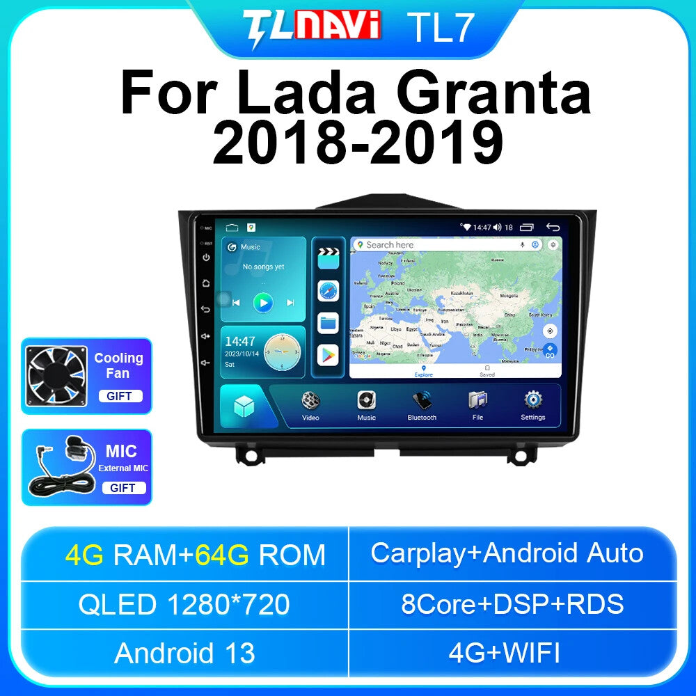 for LADA §£§¡§© Granta 2018-2019 Android CarPlay Car Radio Stereo GPS Player Screen
