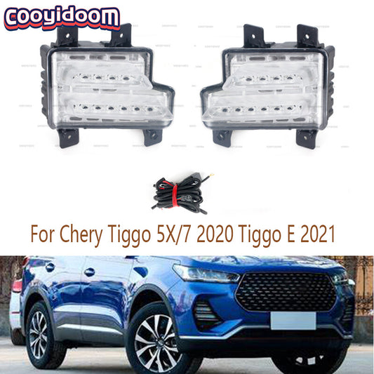 One set of front bumper LED DRL fog lights suitable for Chery Tiggo 5X/7 2020 Tiggo E 2021