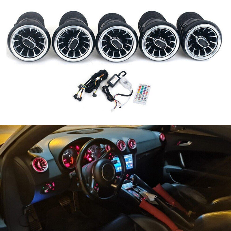 for Audi TT 2007-2014 LED 5PCS Front AC Air Condition Vent Outlet Turbo Trim