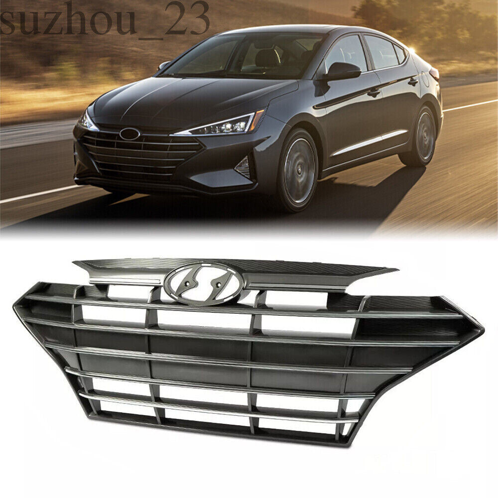 Fit For 2019 2020 for Hyundai for Elantra Front Upper Bumper Grille Black Chrome Trim