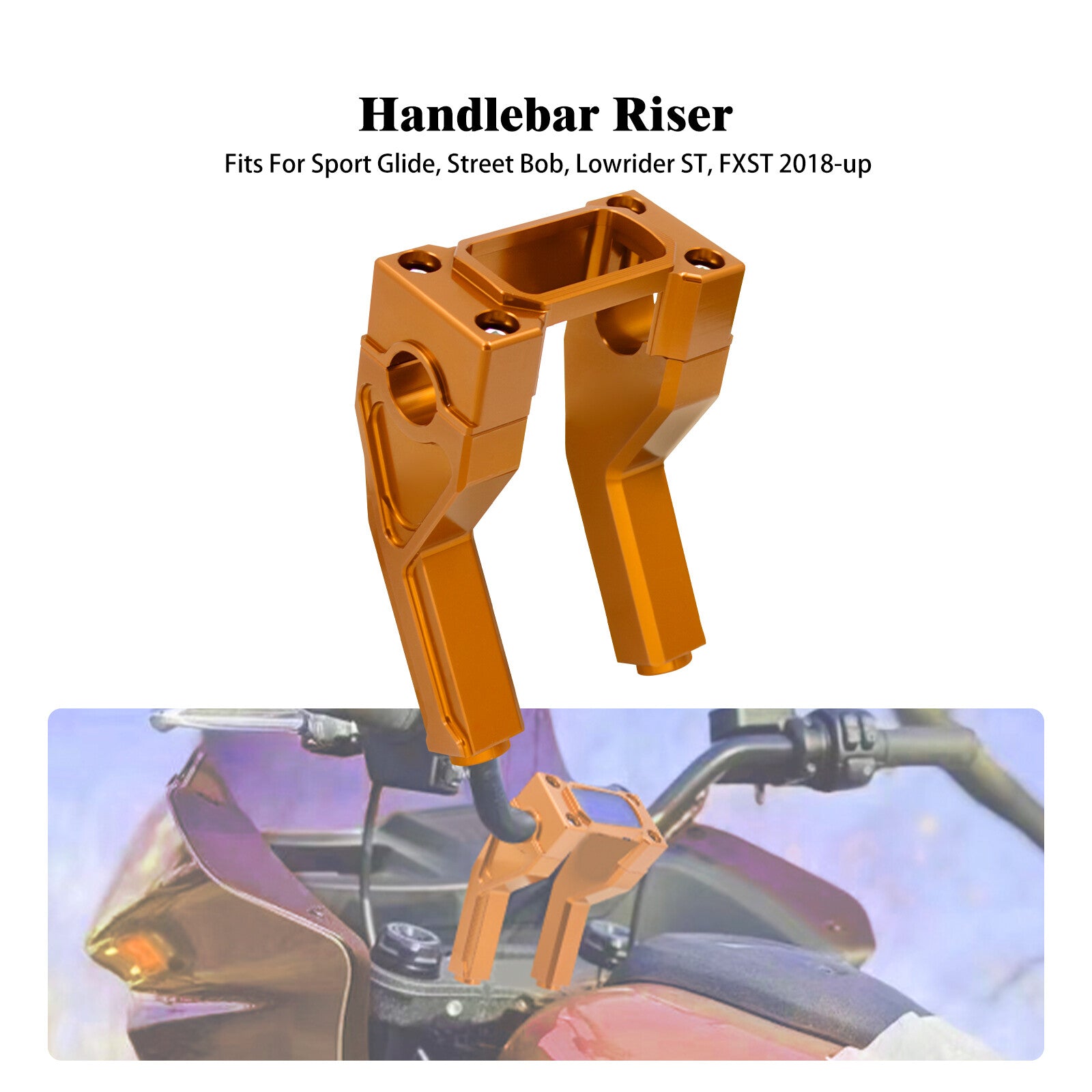 1 Handlebar 6 Gold Riser Clamp Kit for Harley Softail Street Bob Low Rider ST