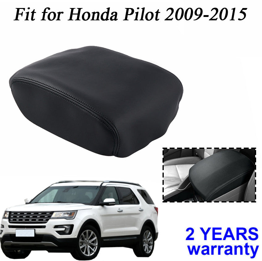 PU leather armrest center console cover trim in black for Honda Pilot 2009 - 2015
