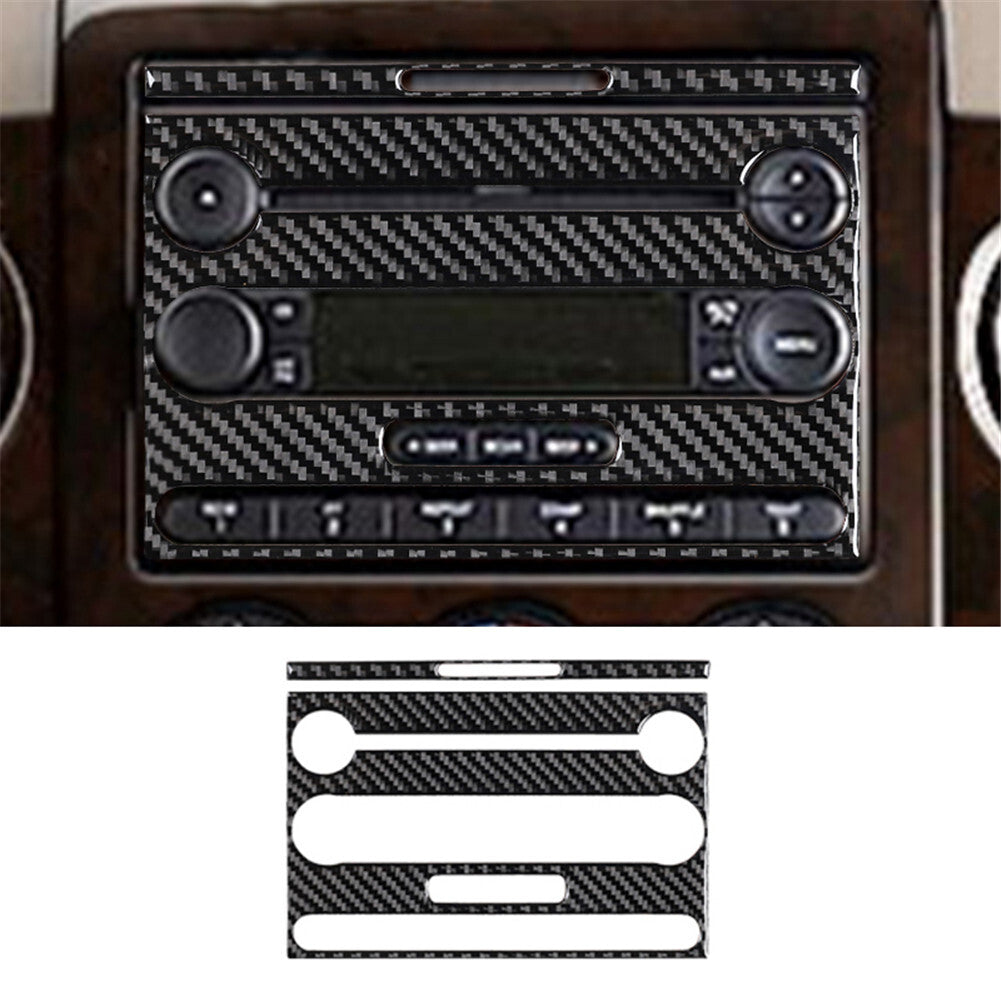2Pcs Carbon Fiber Interior Radio With CD Cover Trim for Ford F-150 FX4 2004-2008