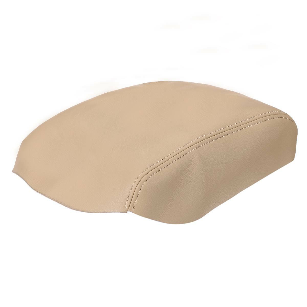 Suitable for Honda Pilot 2009-2015, PU leather armrest center console cover with beige trim.