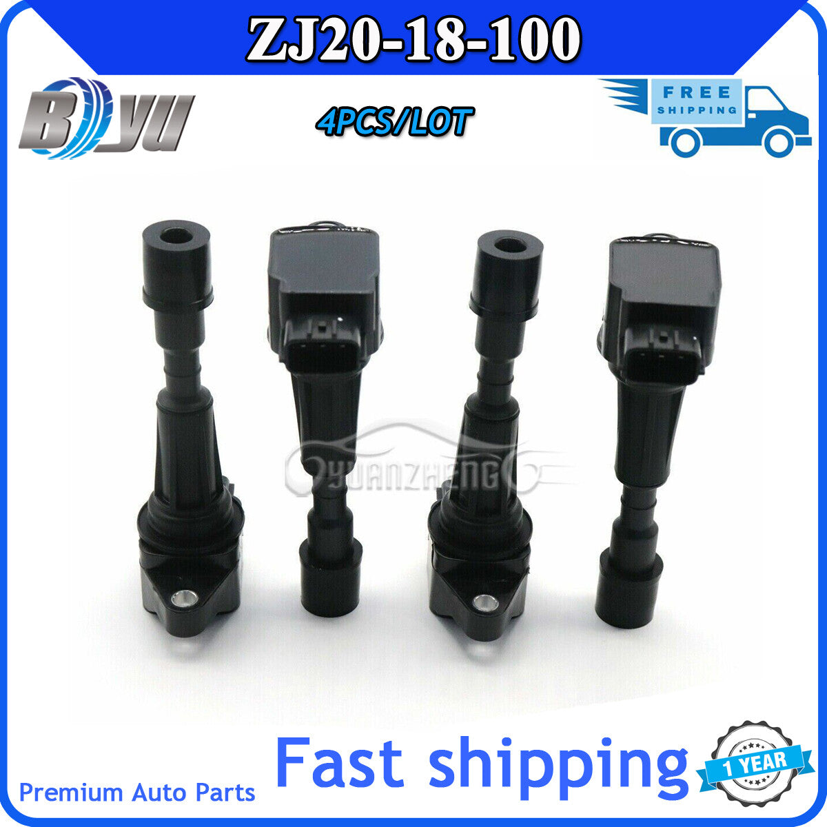 For 11-15 for Mazda 2 1.5L-L4 for Mazda 3 1.4L 1.6L Ignition Coil Set (4) ZJ20-18-100A