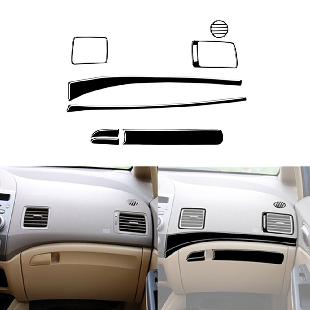 8pcs Piano Black Passenger Decoration Cover Trim for Honda for Civic 8th 2006-2011