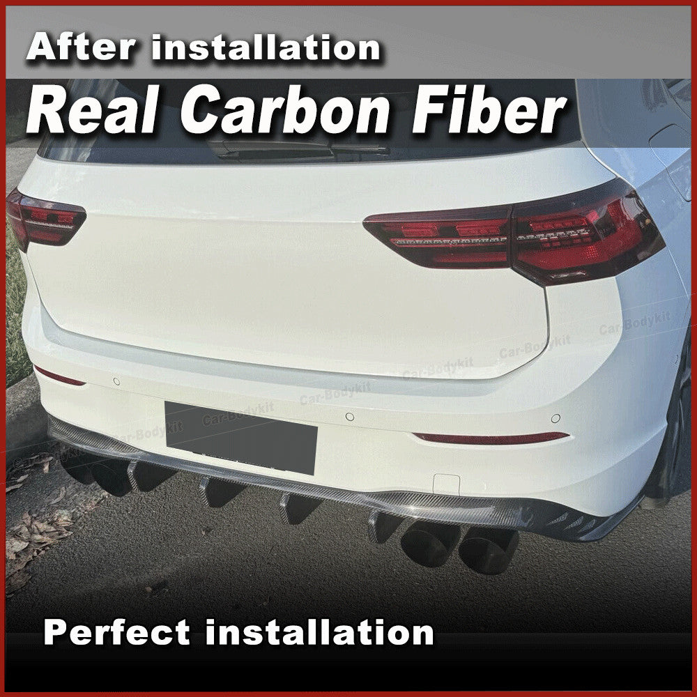 for Volkswagen for VW for Golf R for Golf 8 MK8 2021-23 Real Carbon Rear Bumper Diffuser Lip